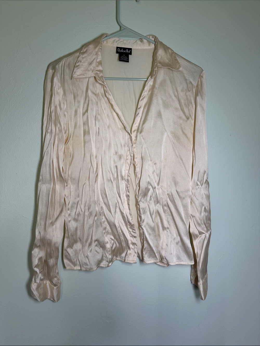 Rafaella Cream Silk Button-Down Blouse